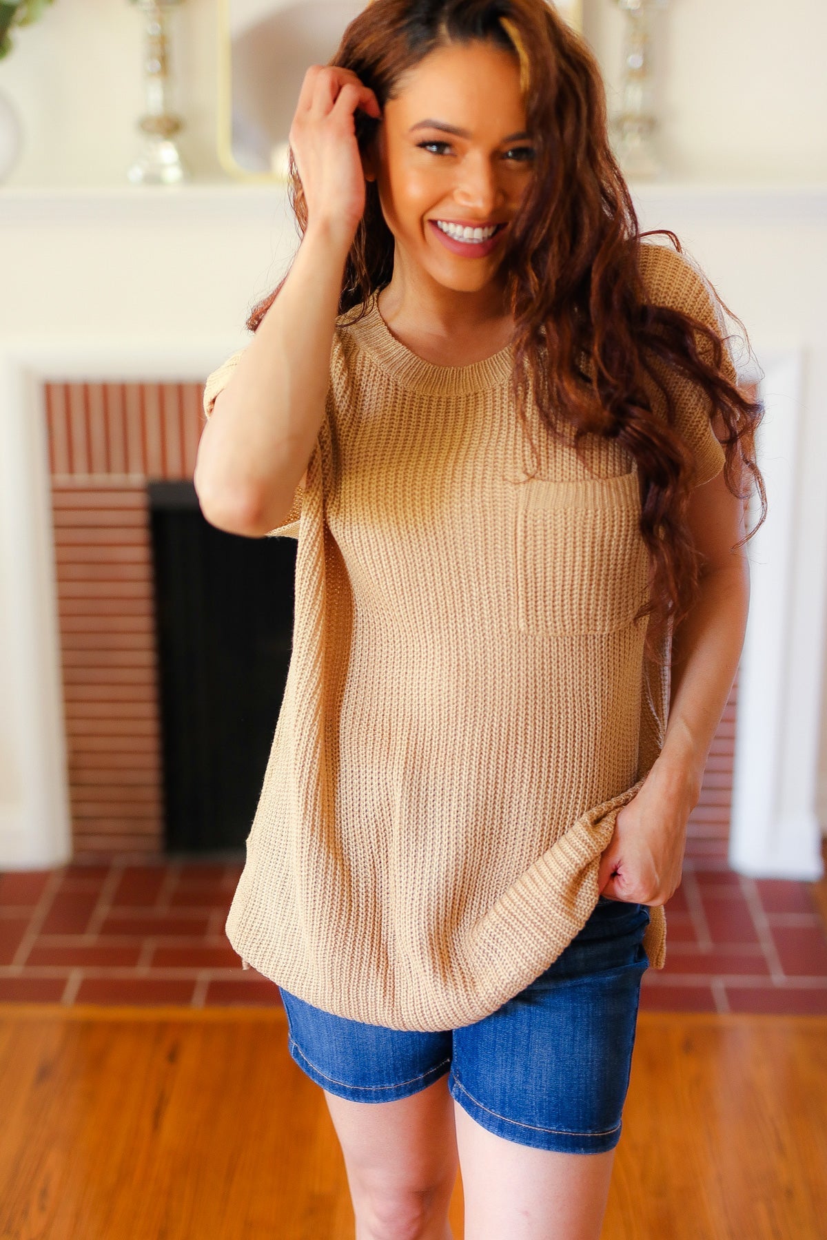 Best In Bold Taupe Dolman Ribbed Knit Sweater Top (Open Pack)