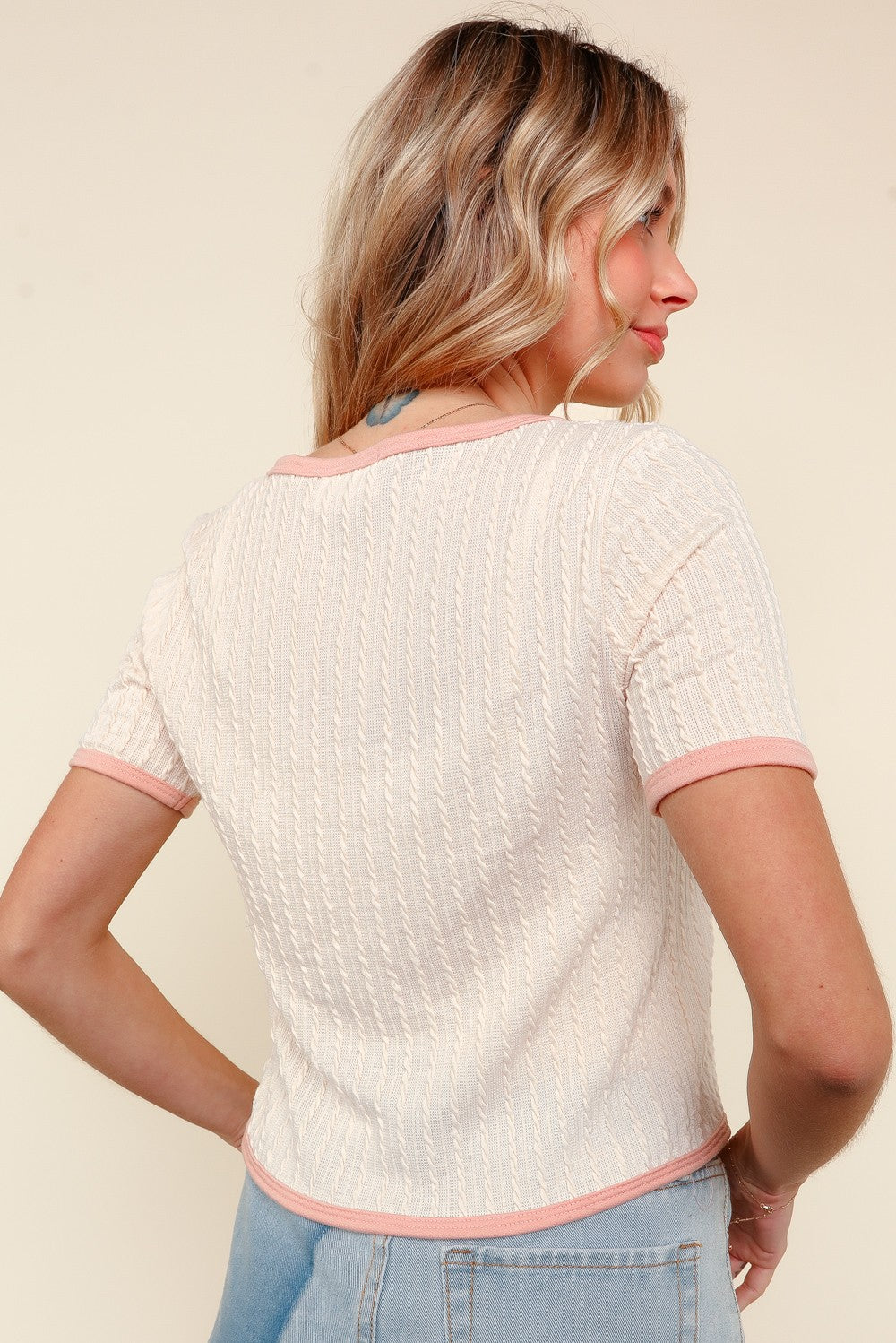 CABLE KNIT RIBBON CARDIGAN