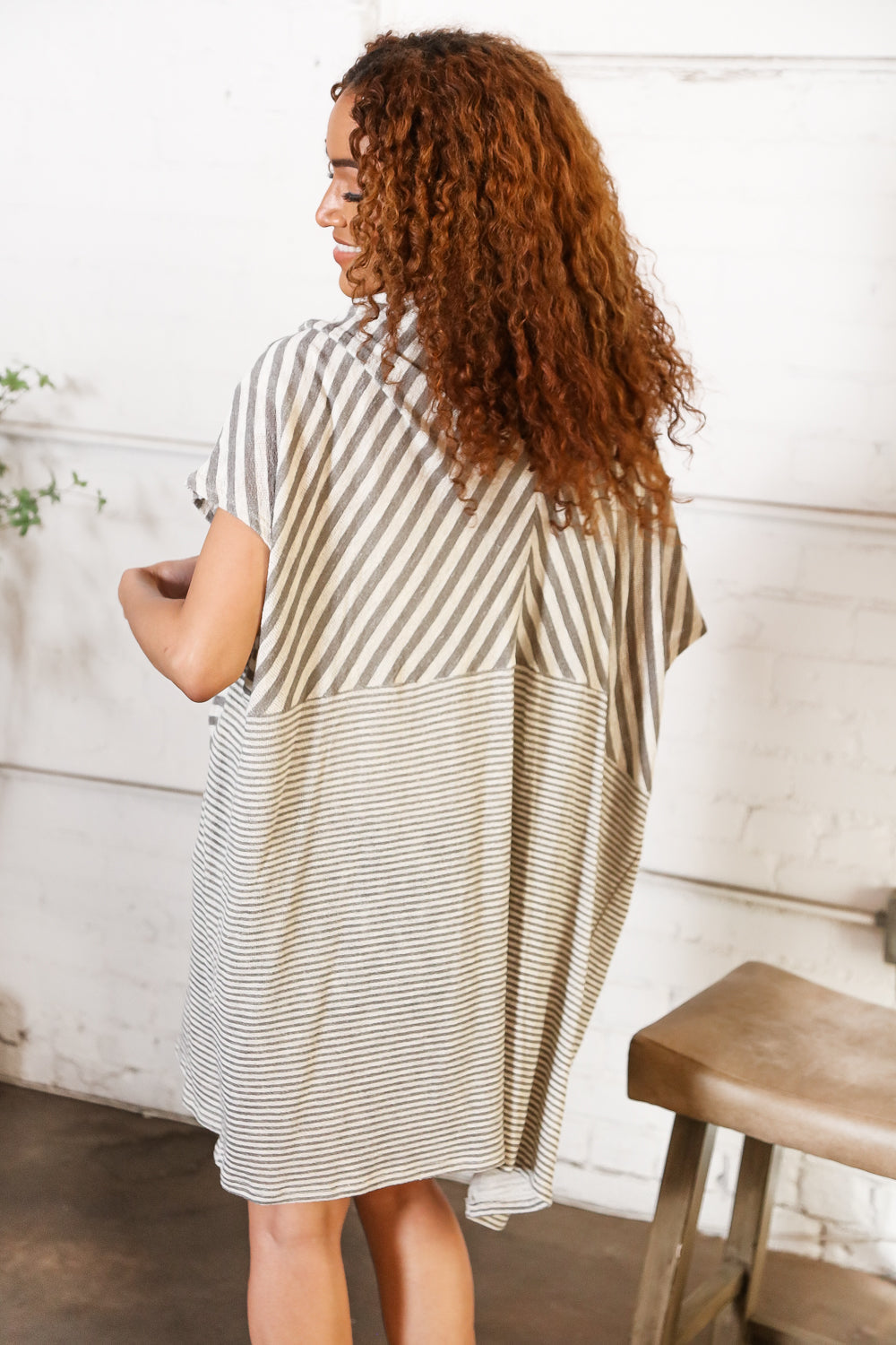 Charcoal Stripe Knit Cardigan