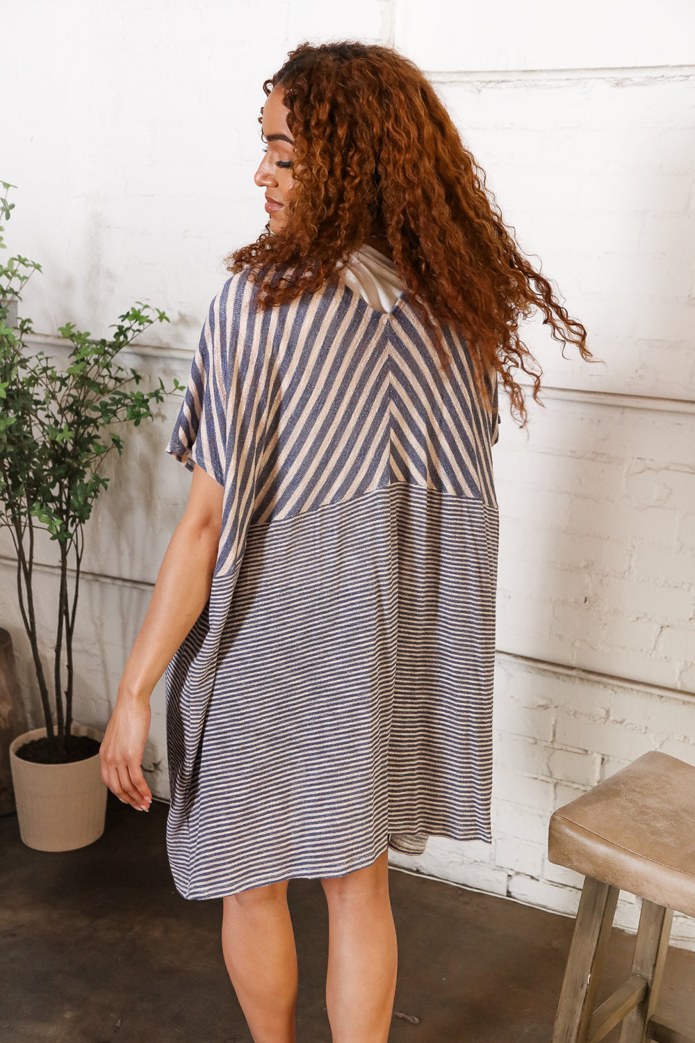 Navy Stripe Knit Cardigan