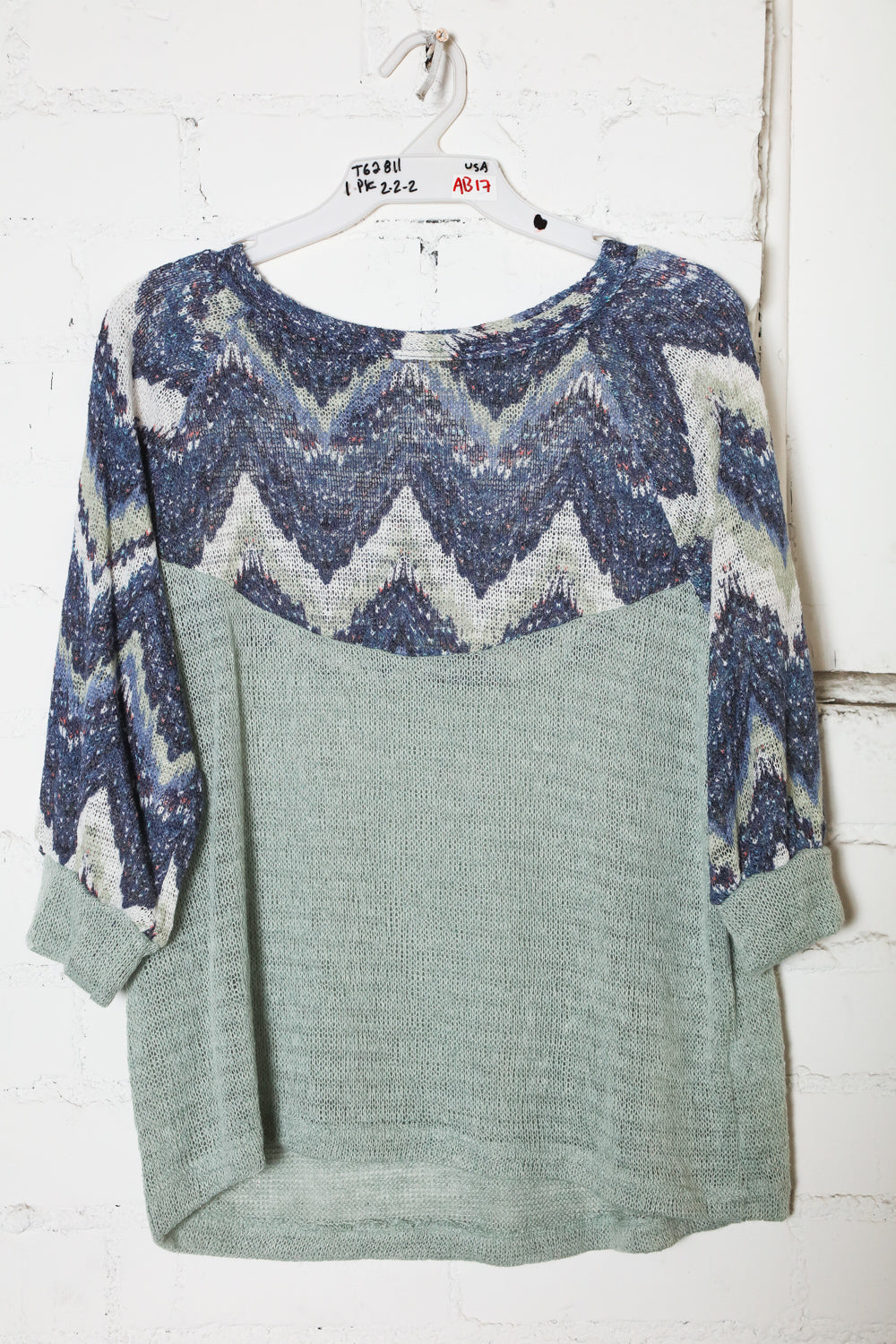 Blue/Sage Half Sleeve Sweater