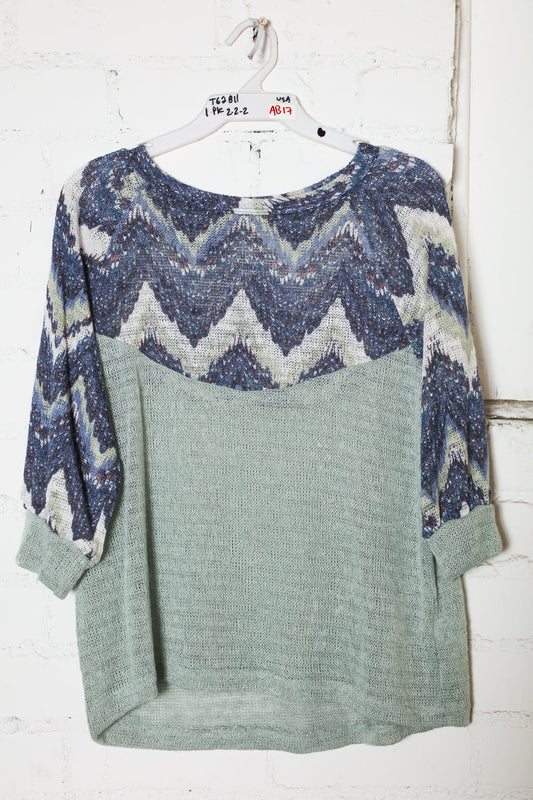 Blue/Sage Half Sleeve Sweater