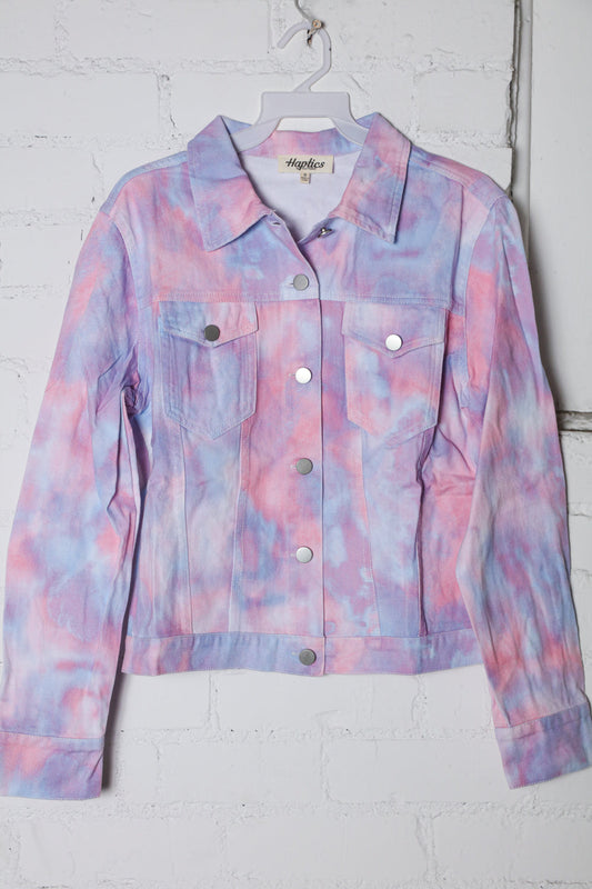 Cloud Tie Dye Washed Denim Jacket